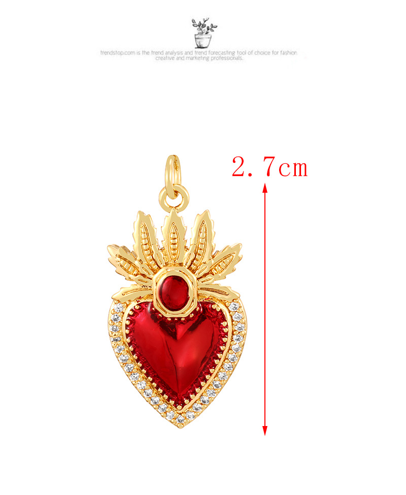 Fashion Red 6 Copper Inlaid Zircon Irregular Drip Oil Heart Series Pendant Accessories,Jewelry Findings & Components
