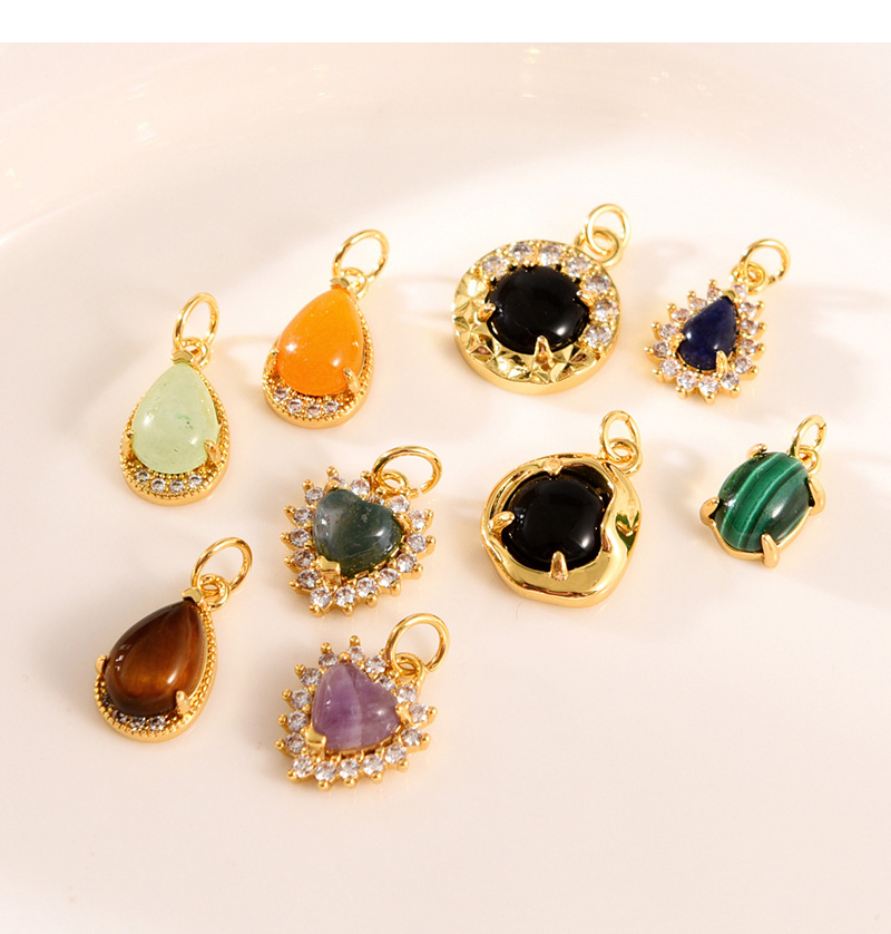 Fashion Coffee Color Copper Inlaid Zircon Water Drop Natural Stone Pendant Accessories,Jewelry Findings & Components