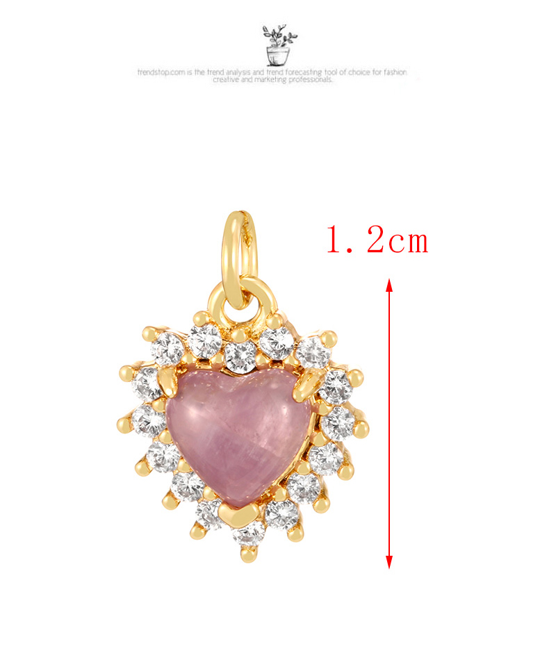 Fashion Purple Copper Inlaid Zircon Heart Natural Stone Pendant Accessories,Jewelry Findings & Components