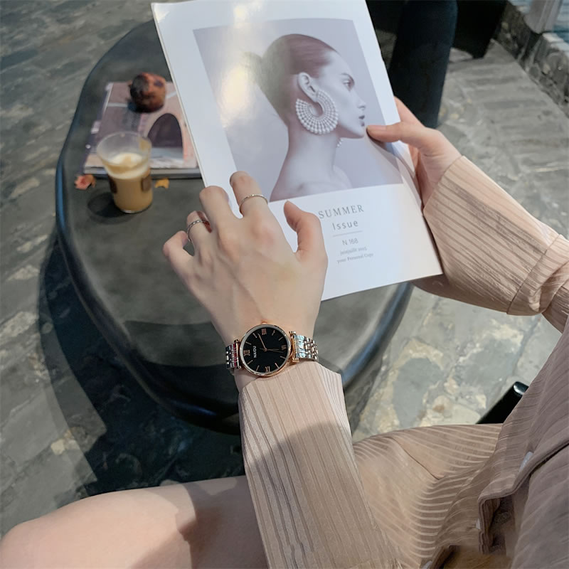 Fashion Jinbai Noodles Metal Round Dial Watch (with Electronics),Ladies Watches