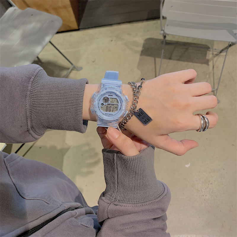 Fashion Gray Blue Alloy Round Dial Multifunctional Watch (with Electronics),Ladies Watches