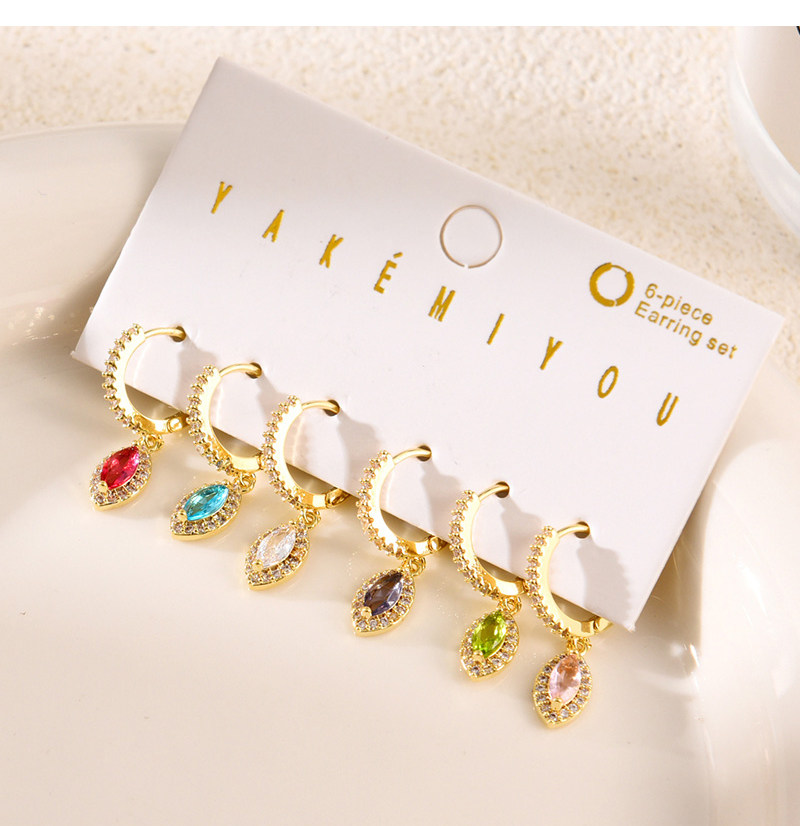 Fashion Gold Set Of 2 Copper Inlaid Zircon Princess Dangle Earrings,Earring Set