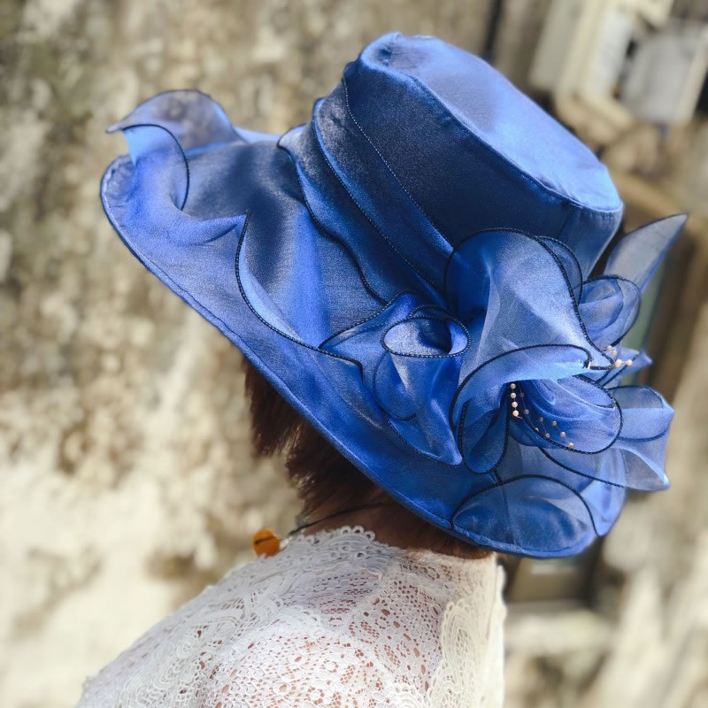 Fashion Sapphire Organza Flower Mesh Sun Hat,Sun Hats