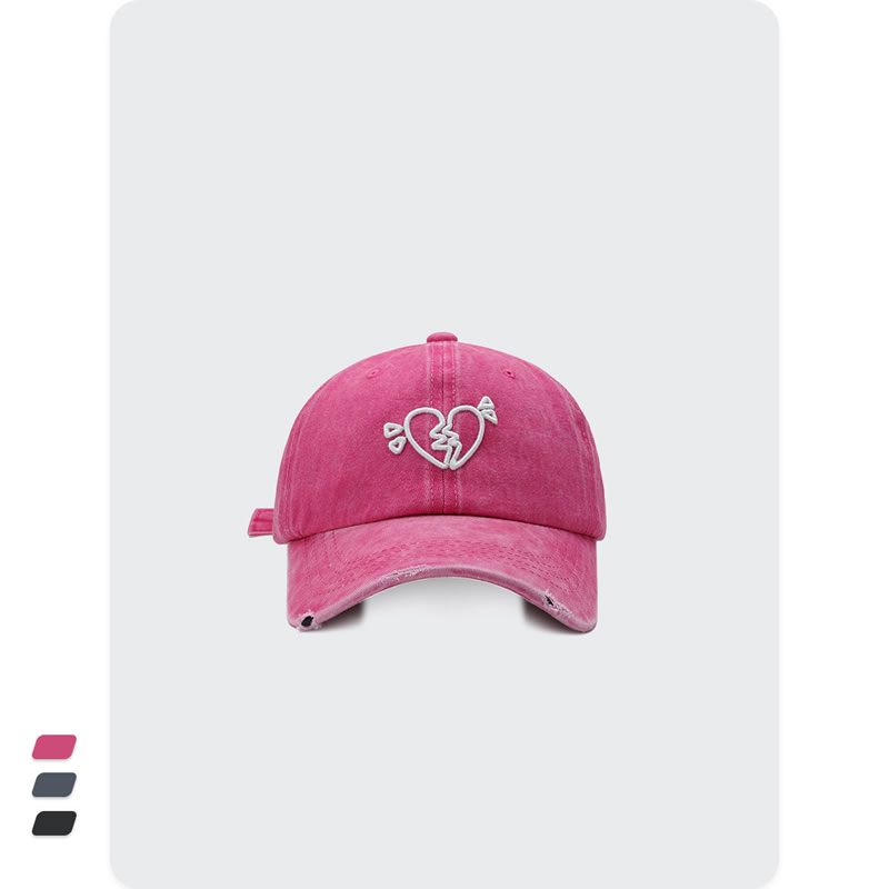 Fashion Rose Red Heart Embroidered Soft Top Baseball Cap,Baseball Caps