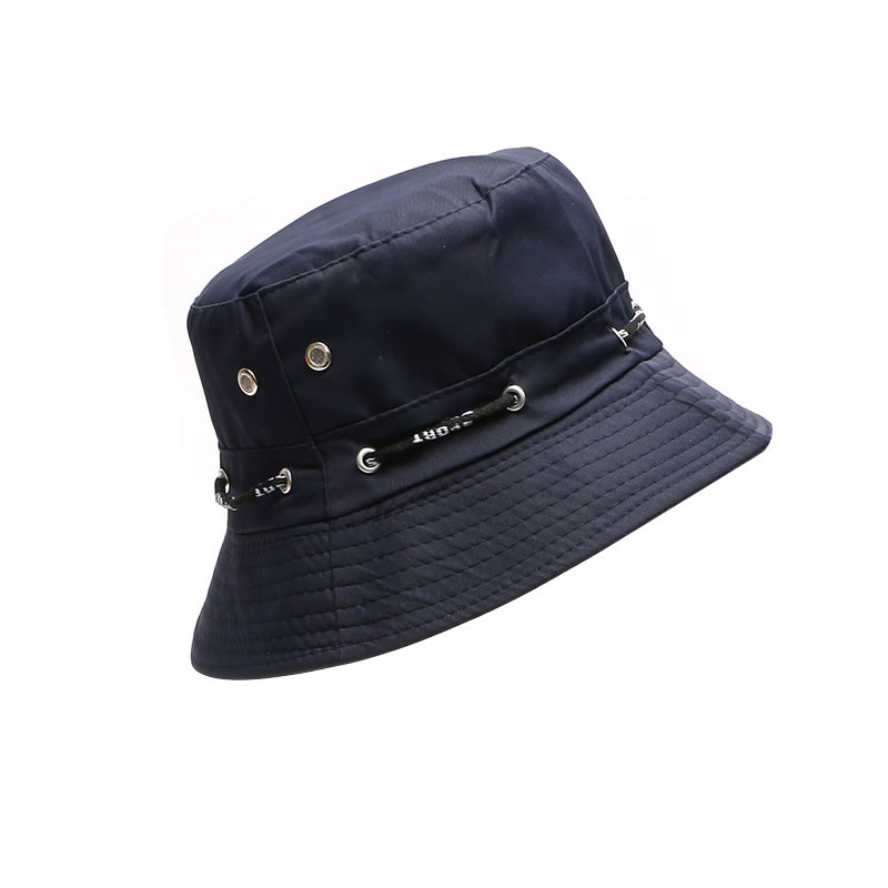 Fashion Navy Blue Polyester String Bucket Hat,Beanies&Others