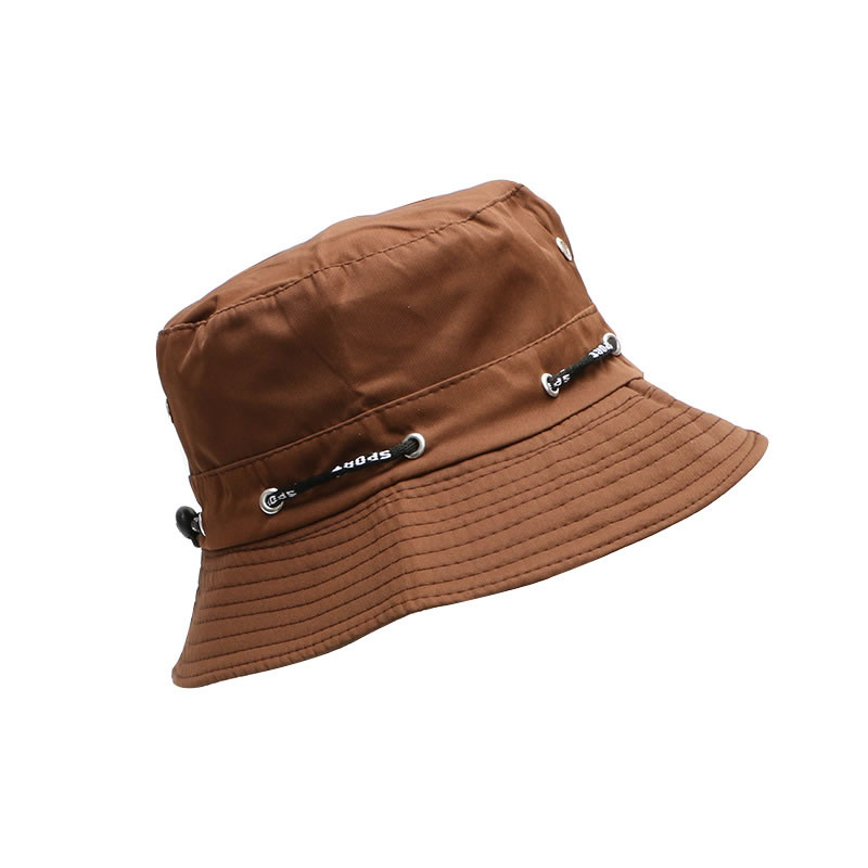 Fashion Brown + Green Camouflage Polyester String Bucket Hat,Beanies&Others