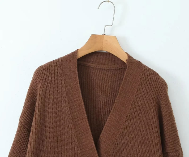 Fashion Brown Wool Knitted Sweater Cardigan,Sweater