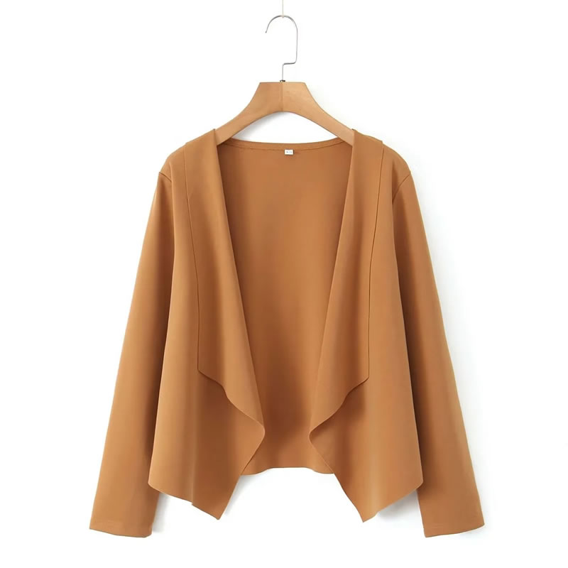 Fashion Brown Polyester Knitted Cardigan,Sweater