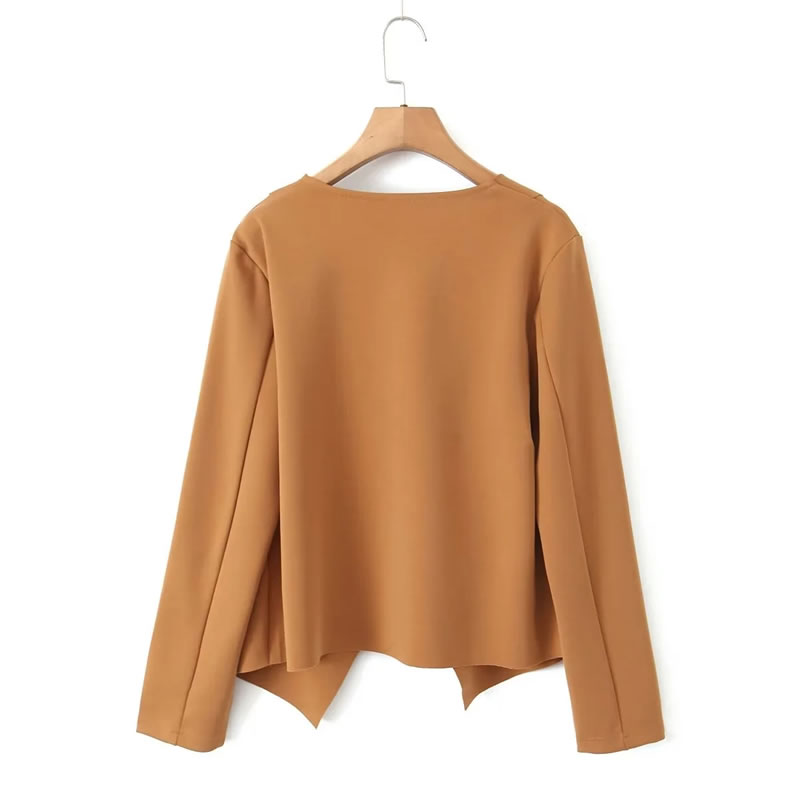 Fashion Brown Polyester Knitted Cardigan,Sweater