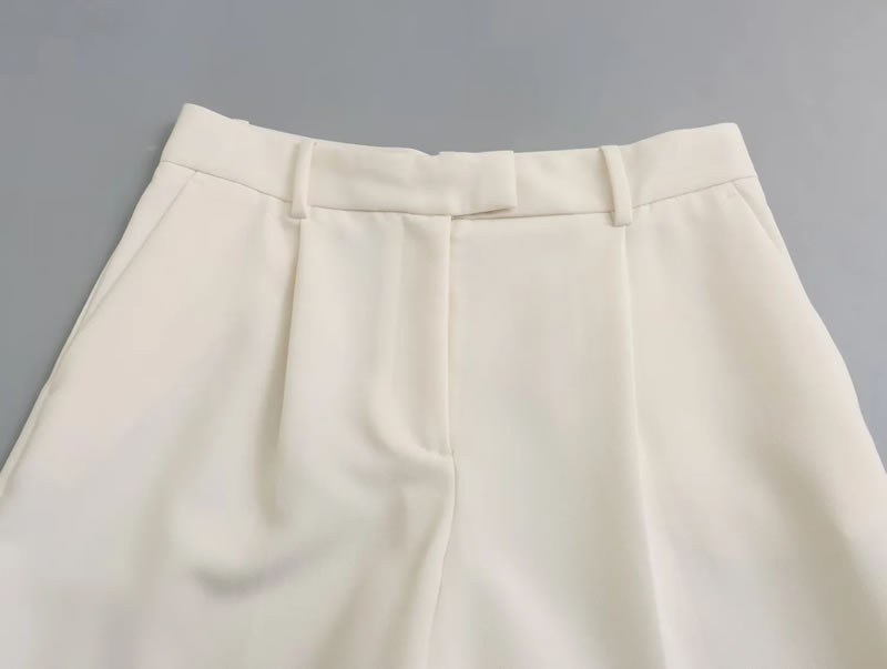 Fashion Beige Polyester Pleated Shorts,Shorts
