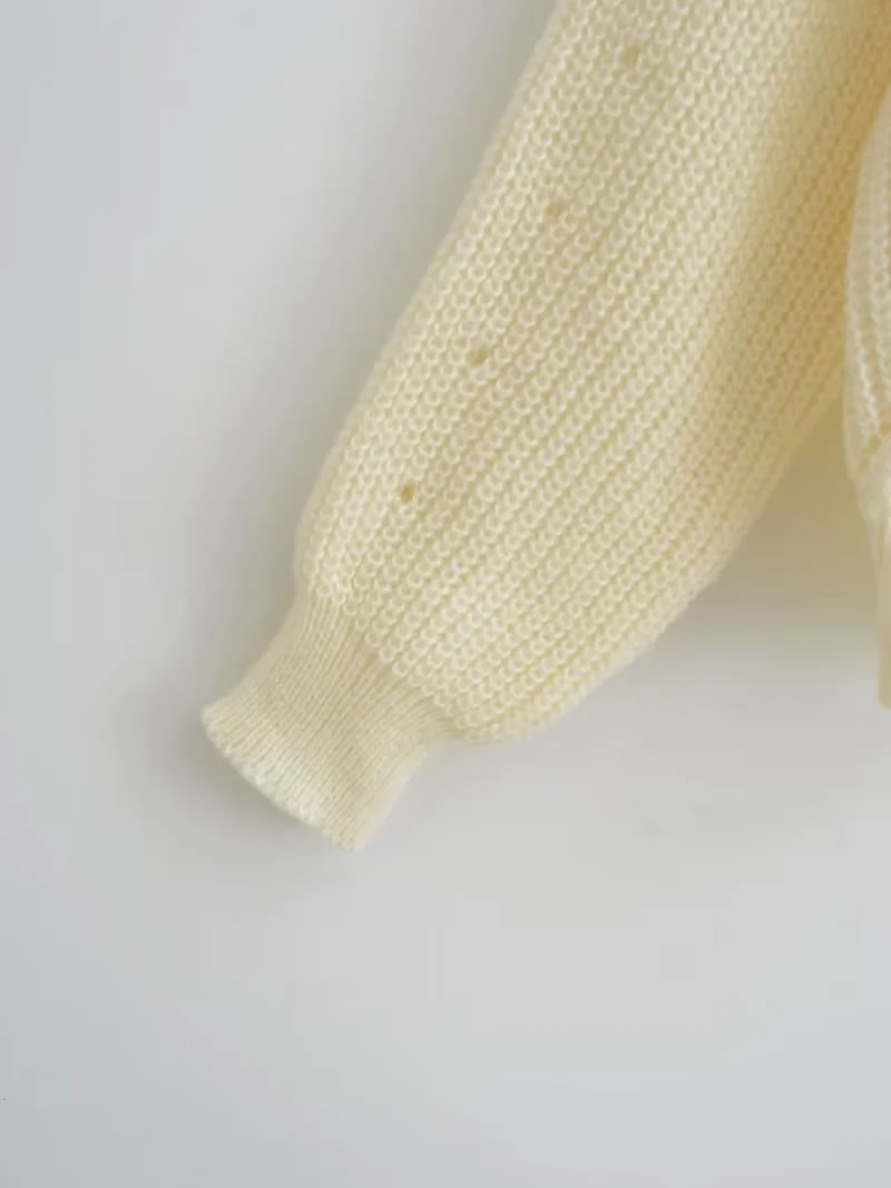 Fashion Beige Twist Knitted Long Sleeve Cardigan Sweater,Sweater