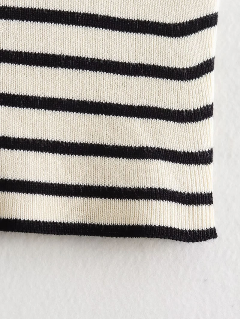 Fashion Black And White Stripes Striped Knitted Vest Suspenders,Tank Tops & Camis