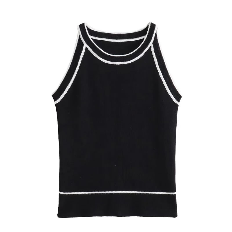 Fashion Black Halter Neck Knitted Sweater Suspender,Tank Tops & Camis
