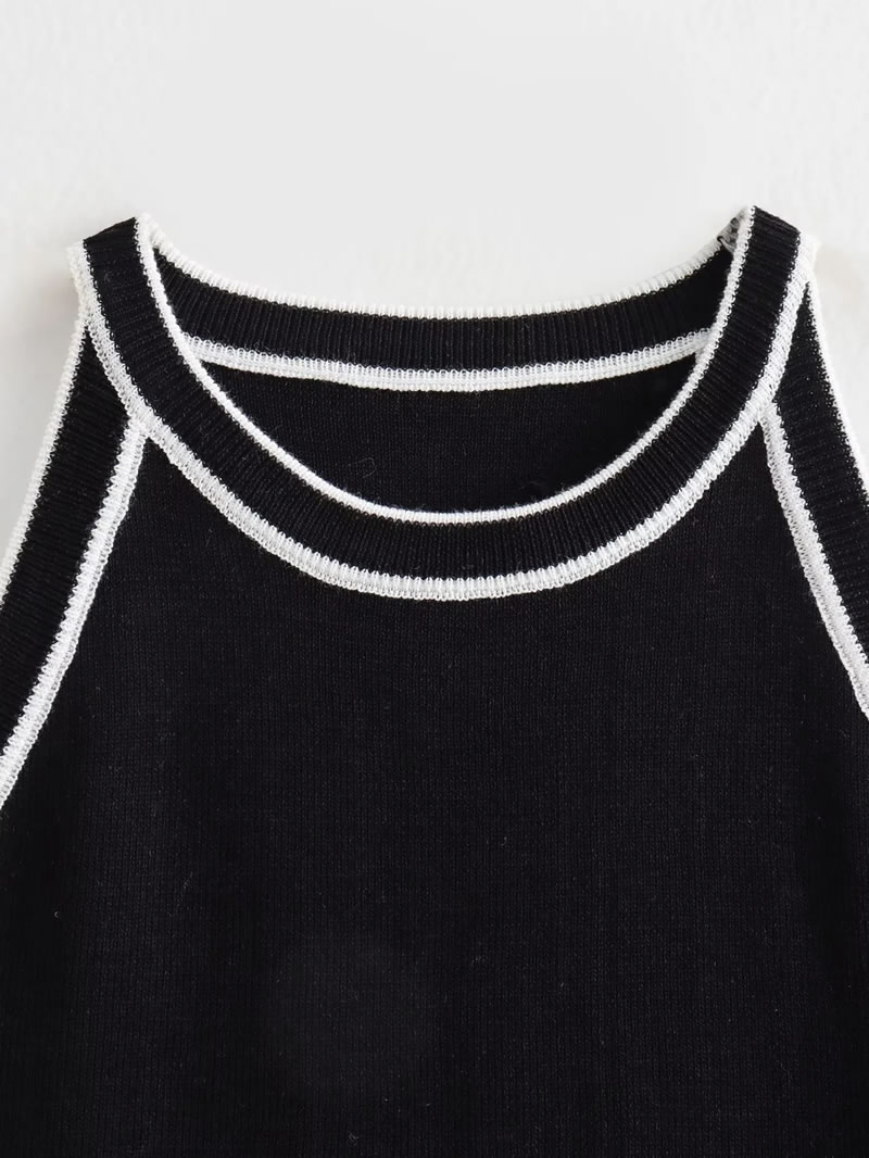 Fashion Black Halter Neck Knitted Sweater Suspender,Tank Tops & Camis