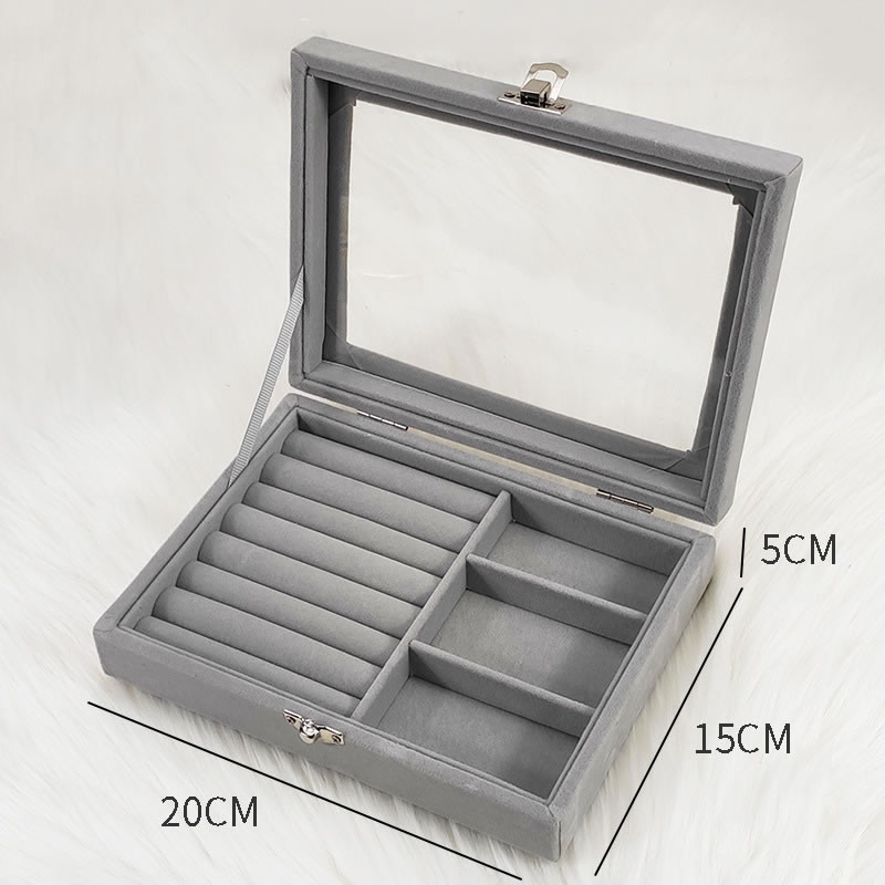 Fashion Black Full Sponge White Ribbon Velvet Square Jewelry Storage Box,Jewelry Packaging & Displays