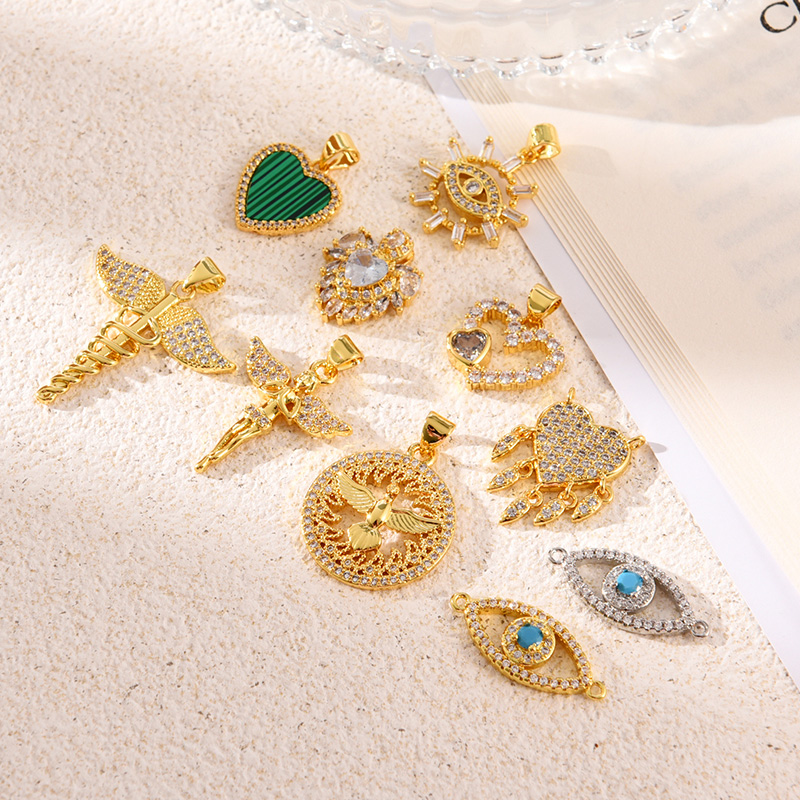 Fashion Golden 2 Copper Inlaid Zirconium Love Tassel Pendant Accessories,Jewelry Findings & Components