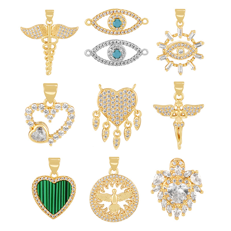 Fashion Golden 2 Copper Inlaid Zirconium Love Tassel Pendant Accessories,Jewelry Findings & Components