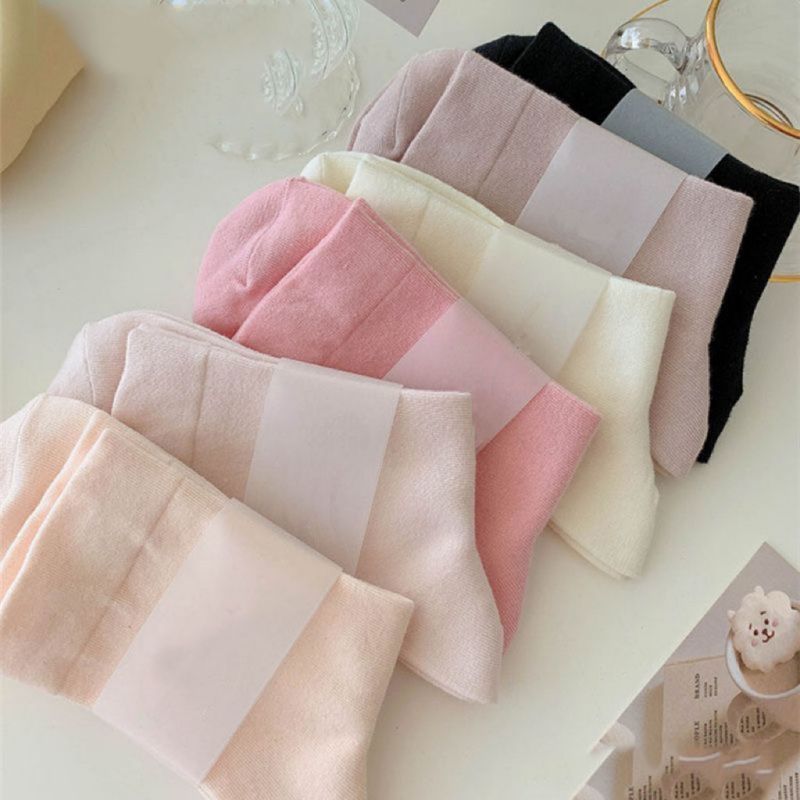 Fashion Peach Powder Cotton Color Block Mid-calf Socks,Fashion Socks