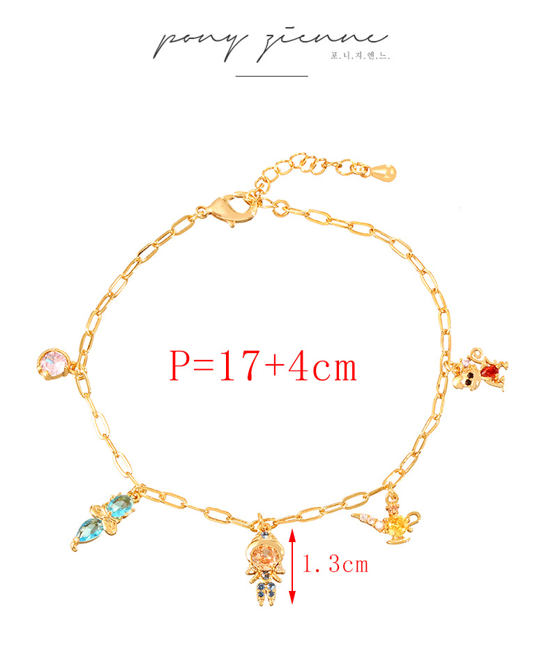 Fashion Color Copper Set Zircon Princess Pendant Bracelet,Bracelets