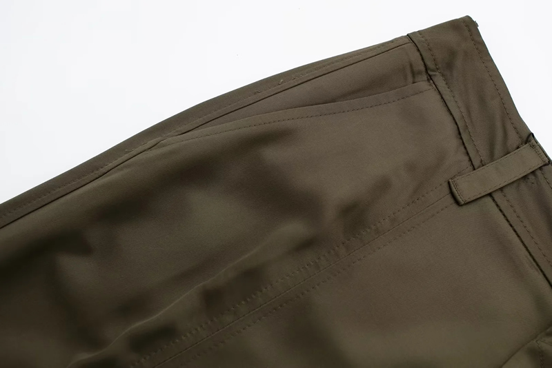 Fashion Green Silk-satin Pleated Trousers,Pants