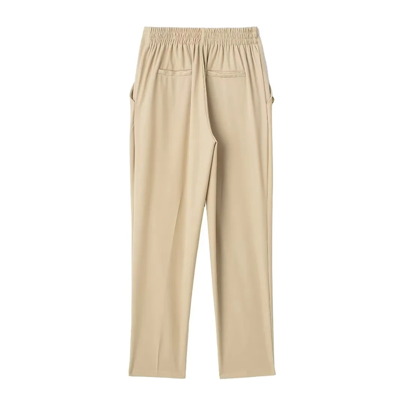 Fashion Red Blend Buttoned Straight-leg Trousers,Pants