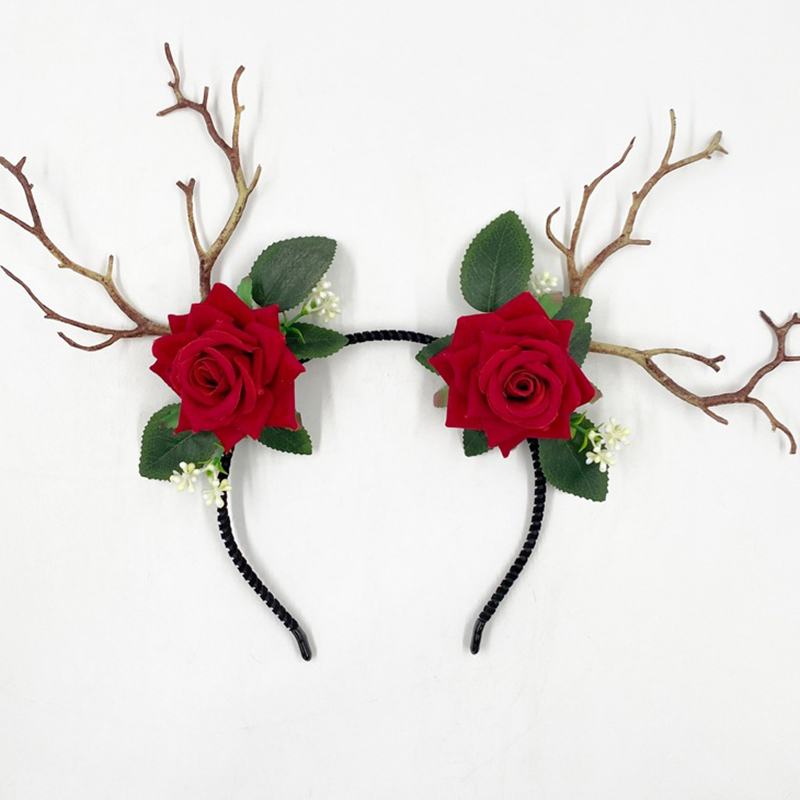 Fashion Red Colorful Simulated Flower Antler Headband,Head Band