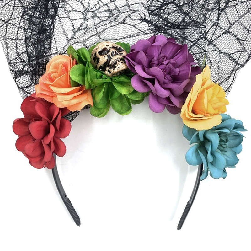 Fashion 5 Purple Colorful Simulated Flower Veil Headband,Head Band
