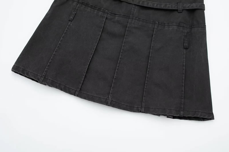 Fashion Black Blended Pleated Skirt,Skirts