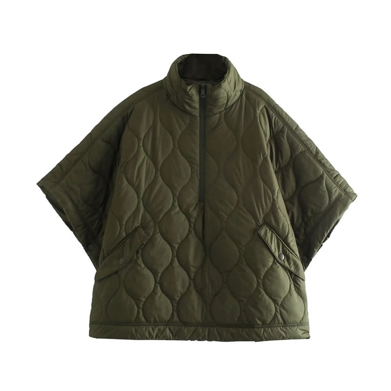 Fashion Armygreen Woven Embroidered Stand Collar Jacket  Woven,Coat-Jacket