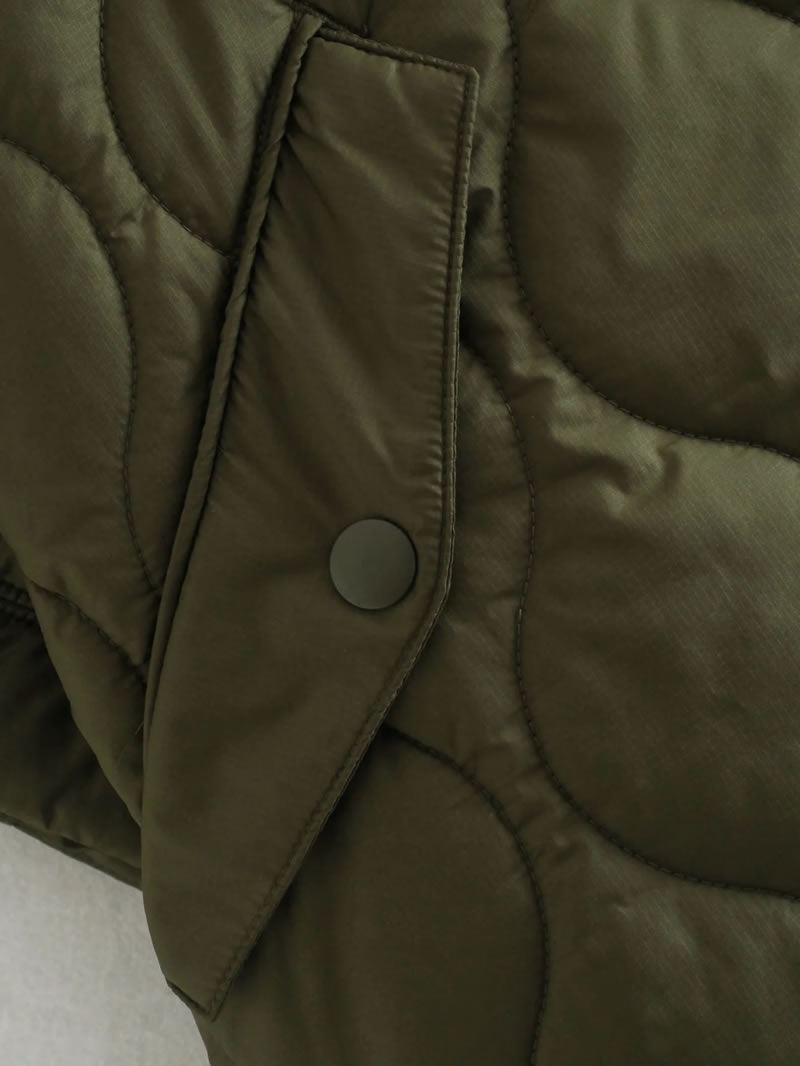 Fashion Armygreen Woven Embroidered Stand Collar Jacket  Woven,Coat-Jacket