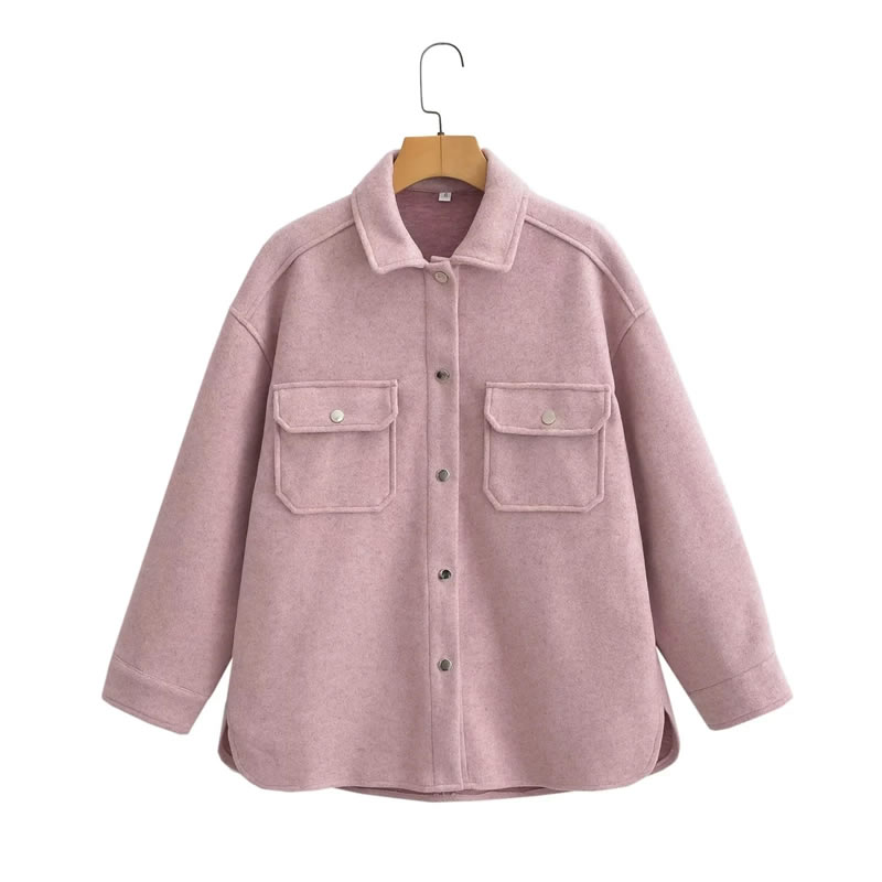 Fashion Grey Lapel Buttoned Slit Jacket  Woolen Cloth,Coat-Jacket
