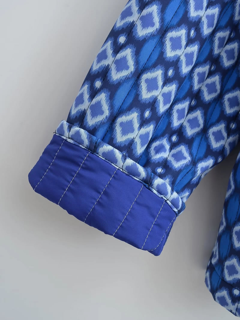 Fashion Sky Blue Woven Printed Jacket  Woven,Coat-Jacket