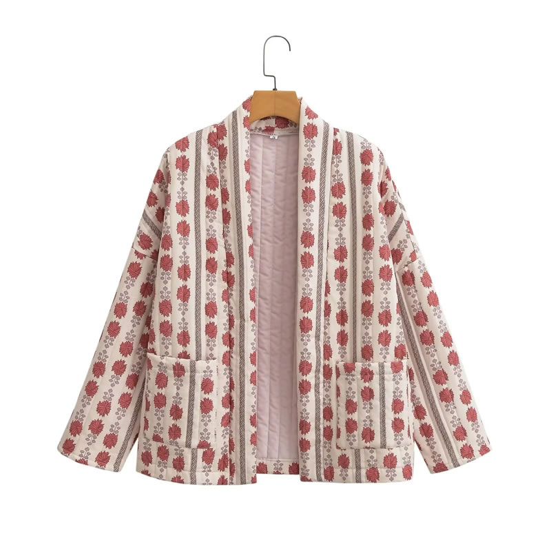 Fashion Red Woven Printed Jacket  Woven,Coat-Jacket
