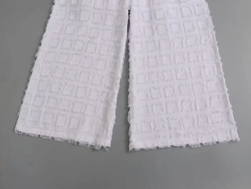 Fashion White Woven Plaid Wide-leg Suspender Jumpsuit,Tank Tops & Camis