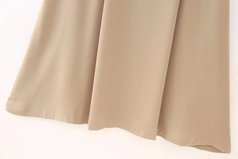 Fashion Khaki Polyester Pleated Wide Hem Skirt,Skirts