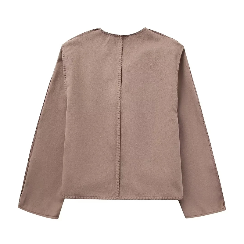 Fashion Brown Polyester Irregular Jacket,Coat-Jacket