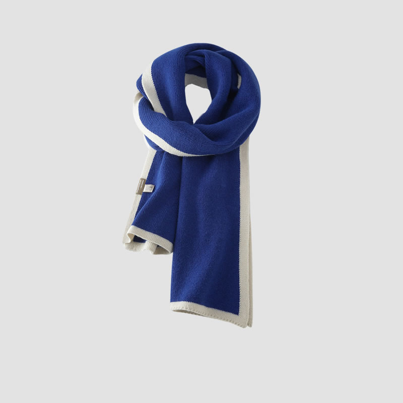 Fashion Klein Blue Polyester Color Block Patch Scarf,knitting Wool Scaves