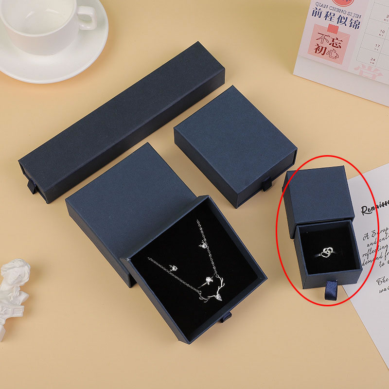 Fashion Sapphire Blue 9*9*3.2cm (ring Necklace Earrings Pendant Set Box Drawer Square Jewelry Storage Box,Jewelry Packaging & Displays