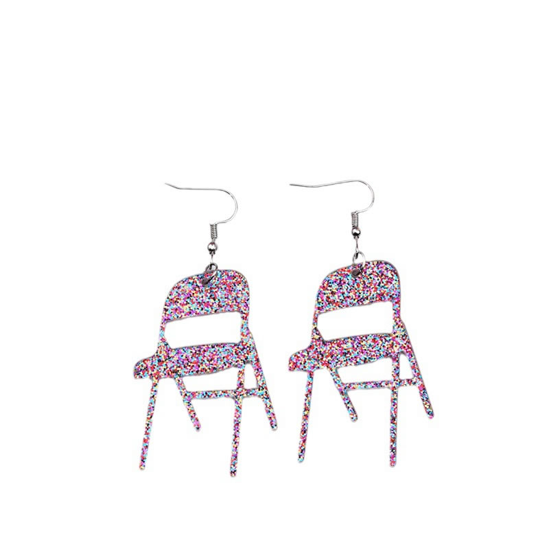 Fashion Glitter Pink Chair Acrylic Large Chair Earrings,Drop Earrings