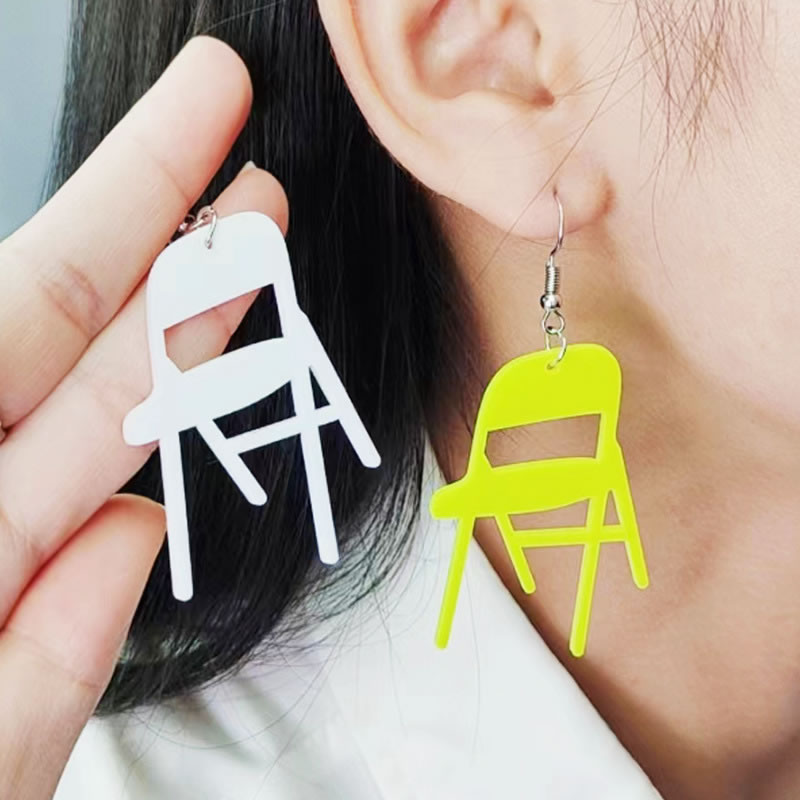 Fashion Fluorescent Yellow Chair Acrylic Large Chair Earrings,Drop Earrings