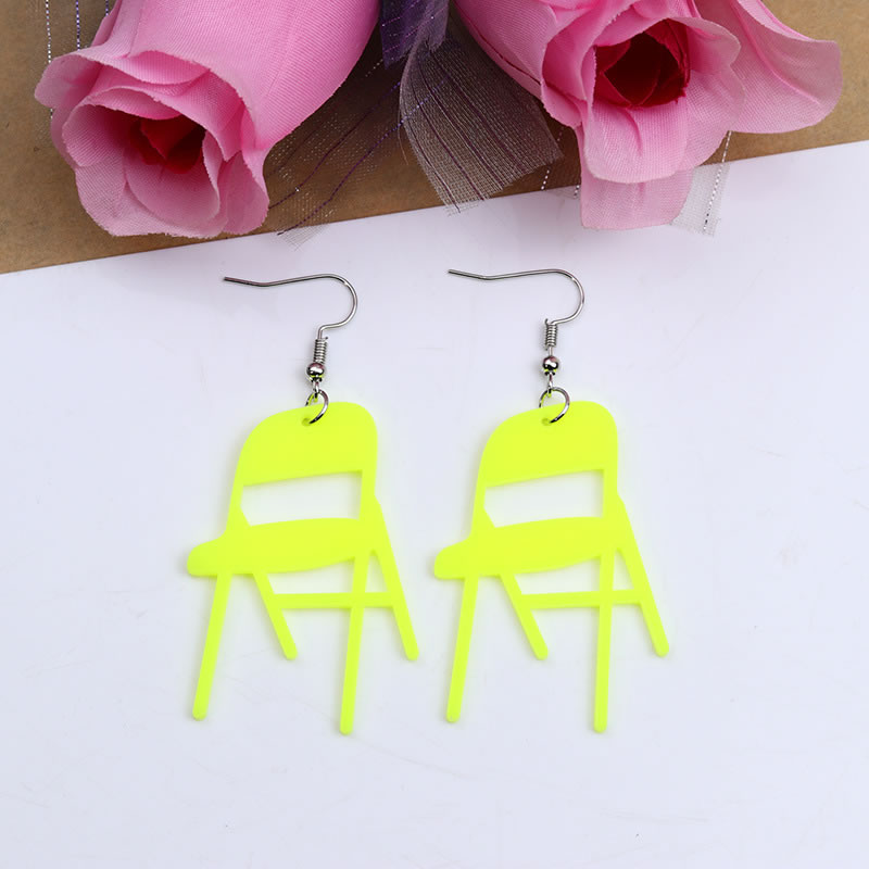 Fashion Fluorescent Yellow Chair Acrylic Large Chair Earrings,Drop Earrings