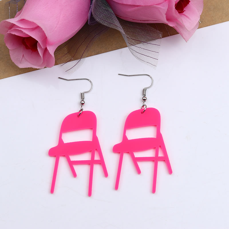 Fashion Glitter Pink Chair Acrylic Large Chair Earrings,Drop Earrings