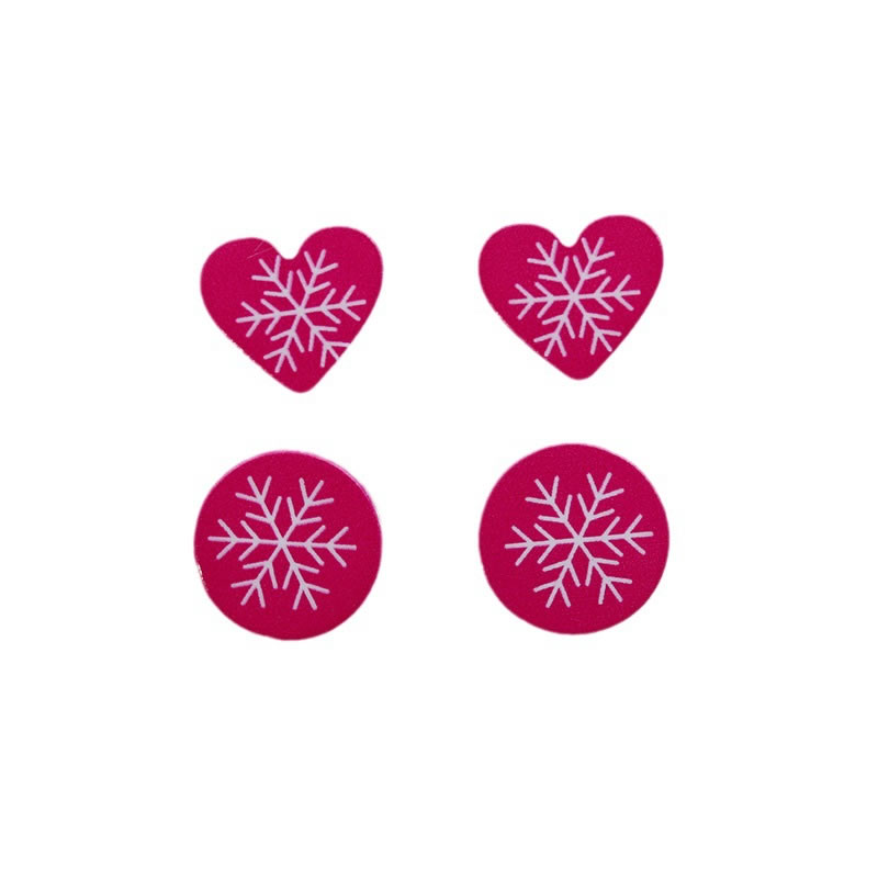 Fashion Snowflake Two Piece Set Acrylic Snowflake Heart Round Earrings Set,Earrings set