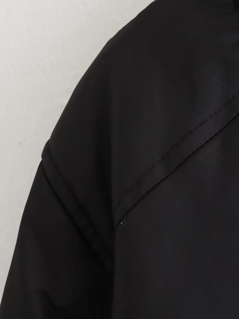 Fashion Black Polyester Stand Collar Zipper Short Jacket  Polyester,Coat-Jacket