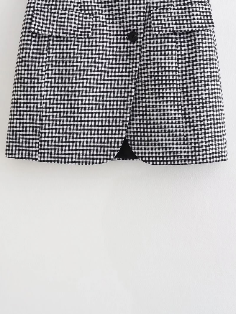Fashion Black And White Grid Houndstooth Irregular Skirt  Polyester,Skirts