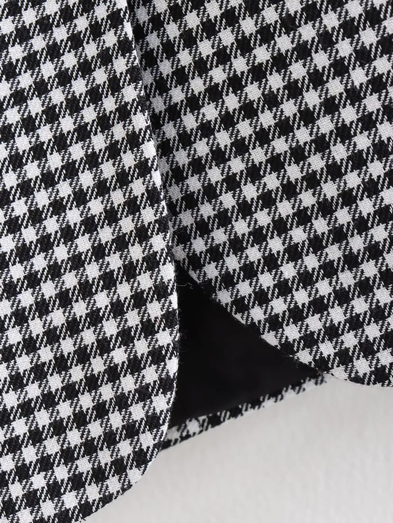 Fashion Black And White Grid Houndstooth Irregular Skirt  Polyester,Skirts