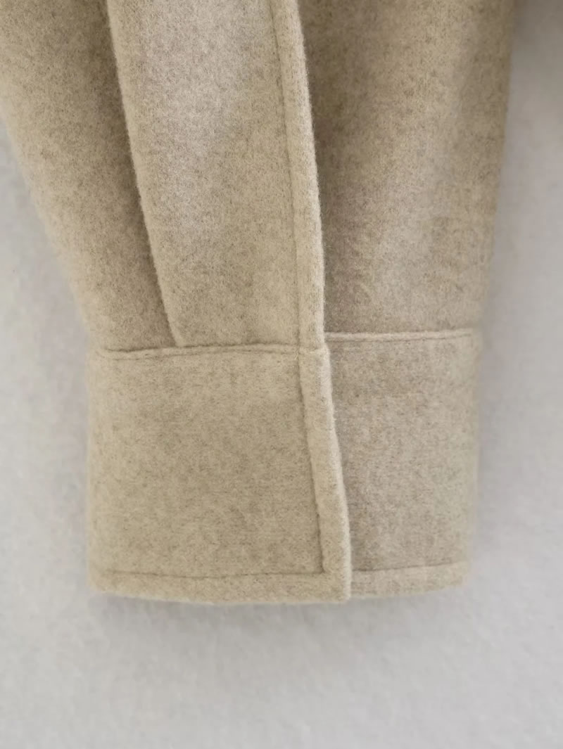 Fashion Rice Flour Polyester Large Pocket Lapel Jacket  Polyester,Coat-Jacket