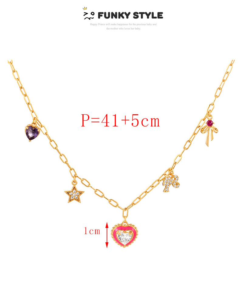 Fashion Golden 1 Copper Set Zircon Drop Oil Love Girl Pendant Necklace,Necklaces
