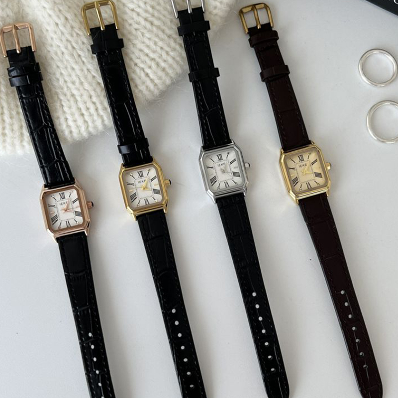 Fashion Gold With Rose Gold And White Surface Stainless Steel Square Dial Watch,Ladies Watches