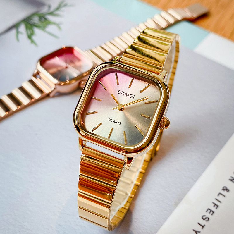 Fashion Gold Belt Stainless Steel Square Dial Watch,Ladies Watches